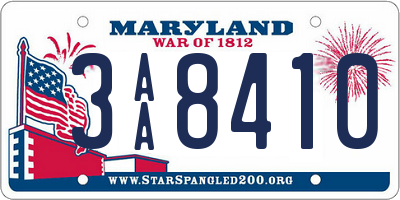 MD license plate 3AA8410