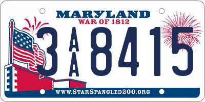 MD license plate 3AA8415