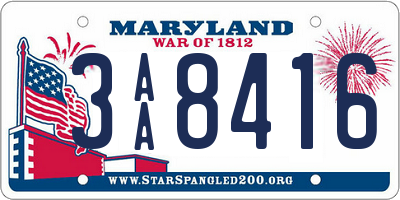 MD license plate 3AA8416