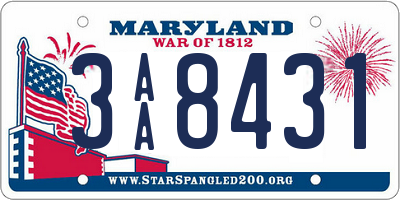 MD license plate 3AA8431