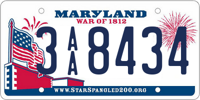 MD license plate 3AA8434