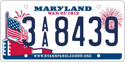 MD license plate 3AA8439