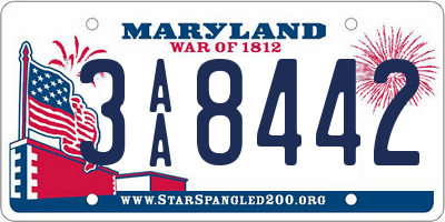 MD license plate 3AA8442