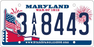 MD license plate 3AA8443