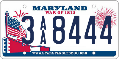 MD license plate 3AA8444