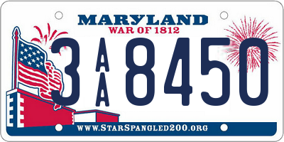 MD license plate 3AA8450