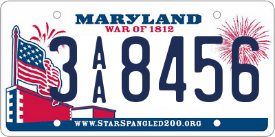 MD license plate 3AA8456