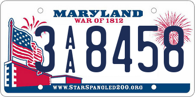 MD license plate 3AA8458