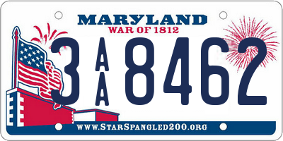 MD license plate 3AA8462