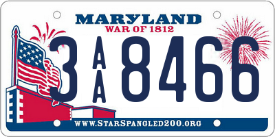 MD license plate 3AA8466