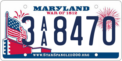 MD license plate 3AA8470