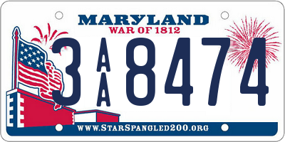 MD license plate 3AA8474