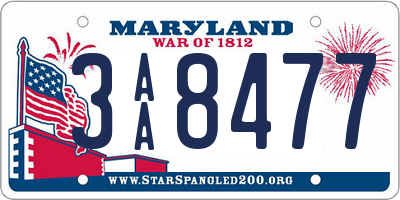 MD license plate 3AA8477