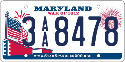 MD license plate 3AA8478