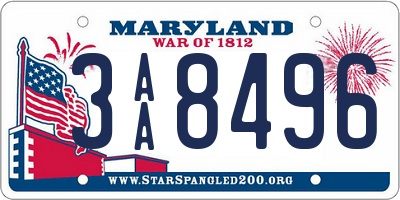 MD license plate 3AA8496