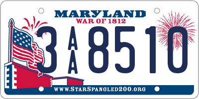 MD license plate 3AA8510