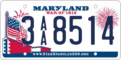 MD license plate 3AA8514