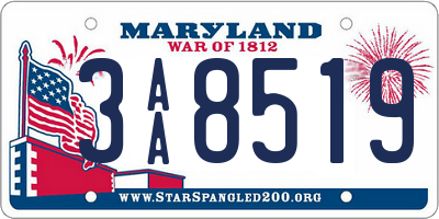 MD license plate 3AA8519