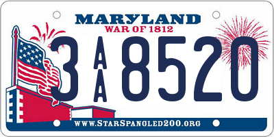 MD license plate 3AA8520