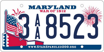 MD license plate 3AA8523