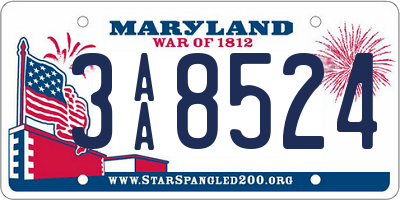 MD license plate 3AA8524