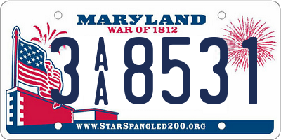 MD license plate 3AA8531