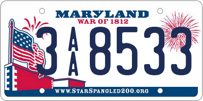 MD license plate 3AA8533