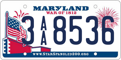 MD license plate 3AA8536