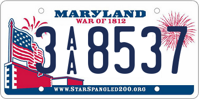 MD license plate 3AA8537