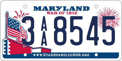 MD license plate 3AA8545