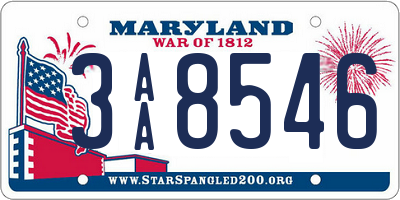 MD license plate 3AA8546