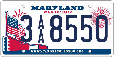 MD license plate 3AA8550