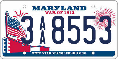 MD license plate 3AA8553