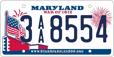 MD license plate 3AA8554