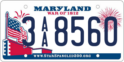 MD license plate 3AA8560