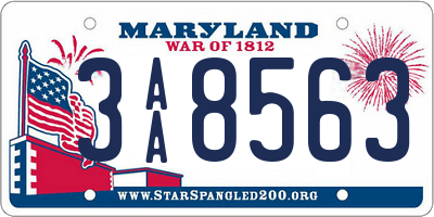 MD license plate 3AA8563