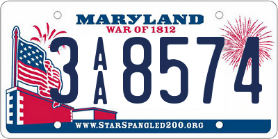 MD license plate 3AA8574