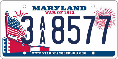 MD license plate 3AA8577