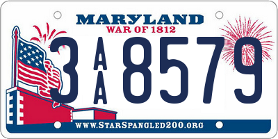 MD license plate 3AA8579