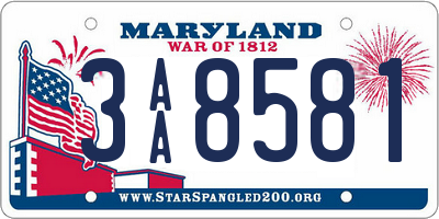 MD license plate 3AA8581