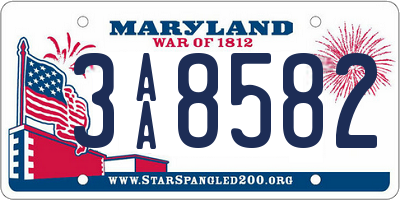 MD license plate 3AA8582