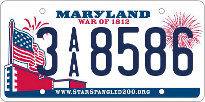 MD license plate 3AA8586