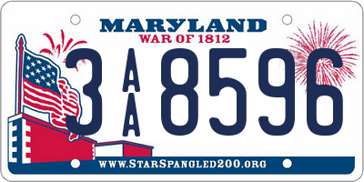 MD license plate 3AA8596