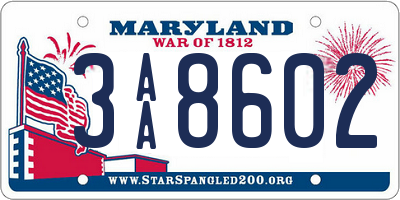 MD license plate 3AA8602