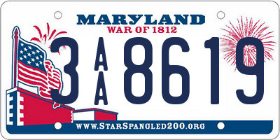 MD license plate 3AA8619