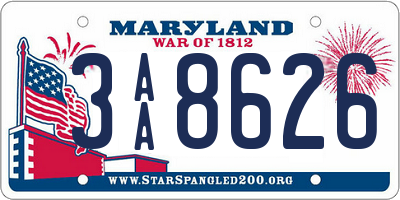 MD license plate 3AA8626