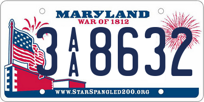 MD license plate 3AA8632