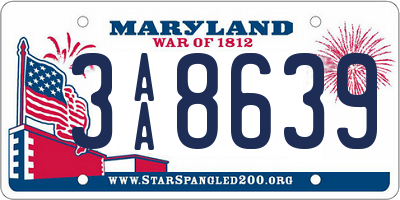 MD license plate 3AA8639