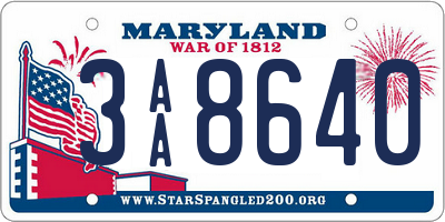 MD license plate 3AA8640