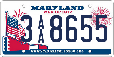 MD license plate 3AA8655